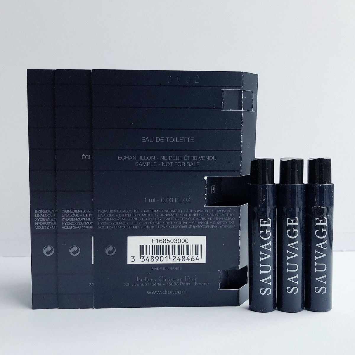 3 x Dior Sauvage Eau de Toilette EDT Spray Sample 1 ml each