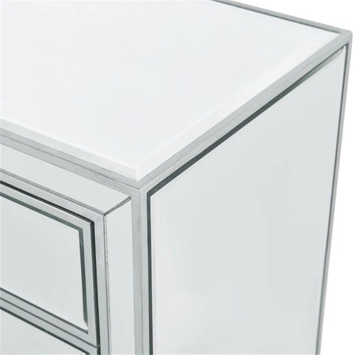 Elegant Decor Reflexion 1 Door Mirrored Nightstand in Antique Silver - Picture 9 of 11