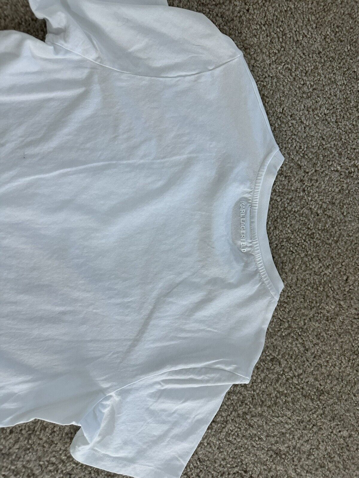 Karl Lagerfeld Men’s Logo Patch Crew Neck Short Sleeves T Shirt, White ...