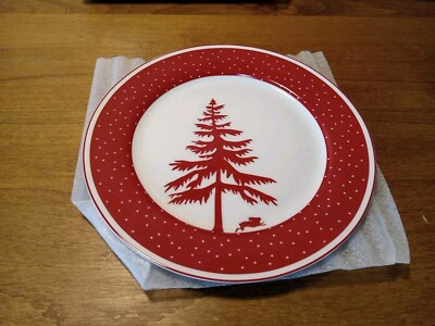 NEW Four Porcelain Side Plates ''Winter Forest'' Tree Rabbit Design 7.5'' Dessert
