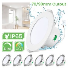 70/90mm Recessed LED Celling Lights IP65 Dimmable Flat Panel Bathroom Downlights