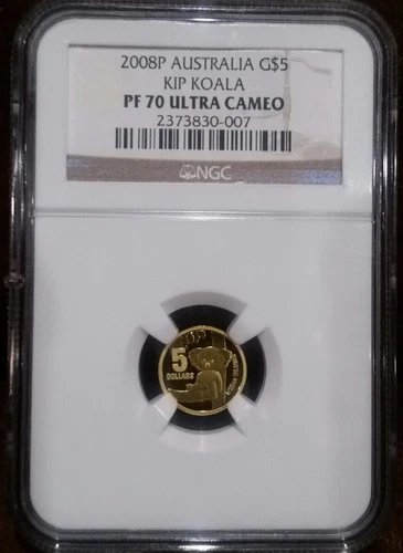 2008 NGC PF70 $5 Gold 1/25oz Australia "KIP KOALA" Ultra Cameo