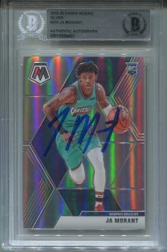 2019-20 Ja Morant Panini Mosaic AUTO SILVER PRIZM Rc #219 BGS BAS AUTHENTIC