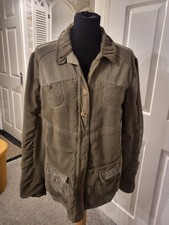 Elisa Cavaletti Khaki Green Quirky Boho Lace Blazer Jacket Cotton Size L 12 14