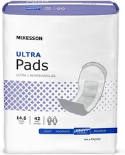McKesson Ultra Bladder Control Pad, 14.5 in Polymer Unisex Disposable, Bag of 42