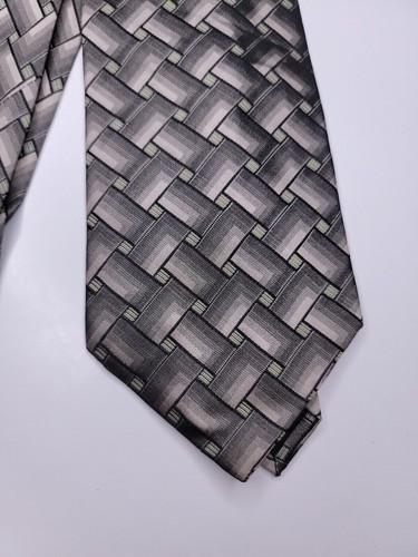 J Ferrar Mens Formal Necktie 58"Lx4"W Gray/Beige Neck Tie - Picture 2 of 4