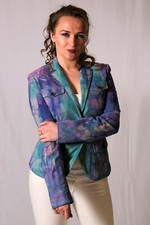 Theory Leather Blazer Suede Moto Jacket Blue Pink Purple Parchment Tie Dye 2 4 6