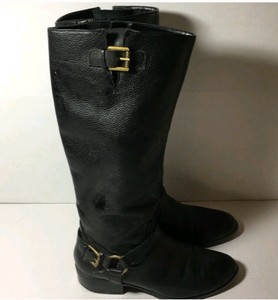 Para Mujer Ralph Lauren Cuero Negro Botas Altas Talla 7.5 | eBay
