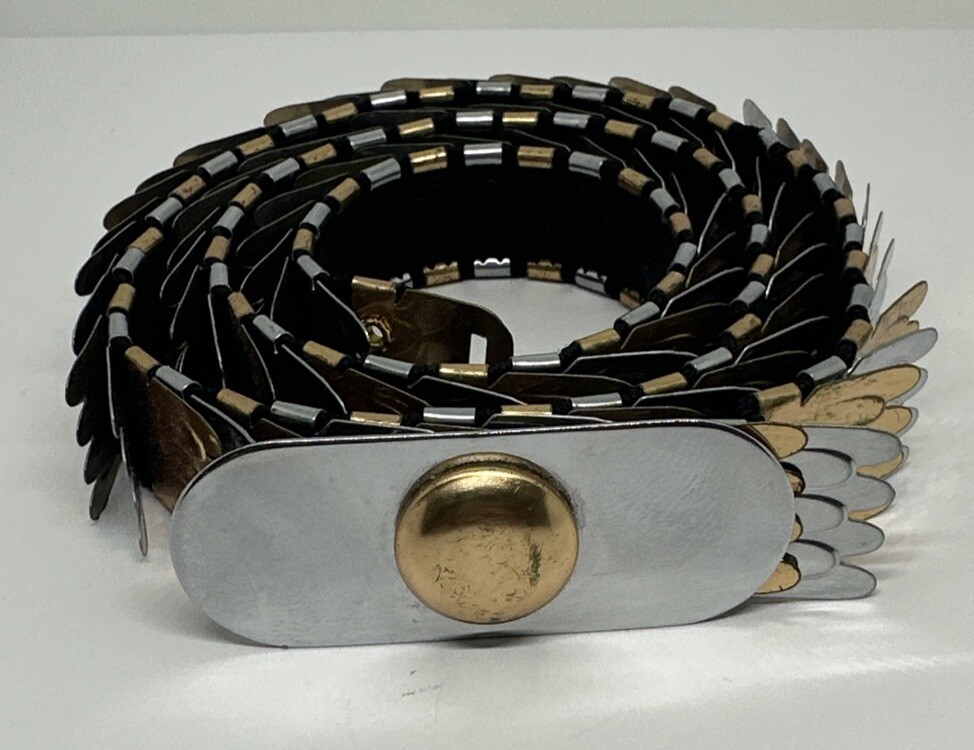 Vintage Stretch Multi Tone Feather Metal Belt Textured  display picture 1