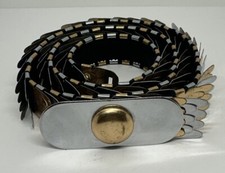 Vintage Stretch Multi Tone Feather Metal Belt Textured Elastic Made in Hong Kong