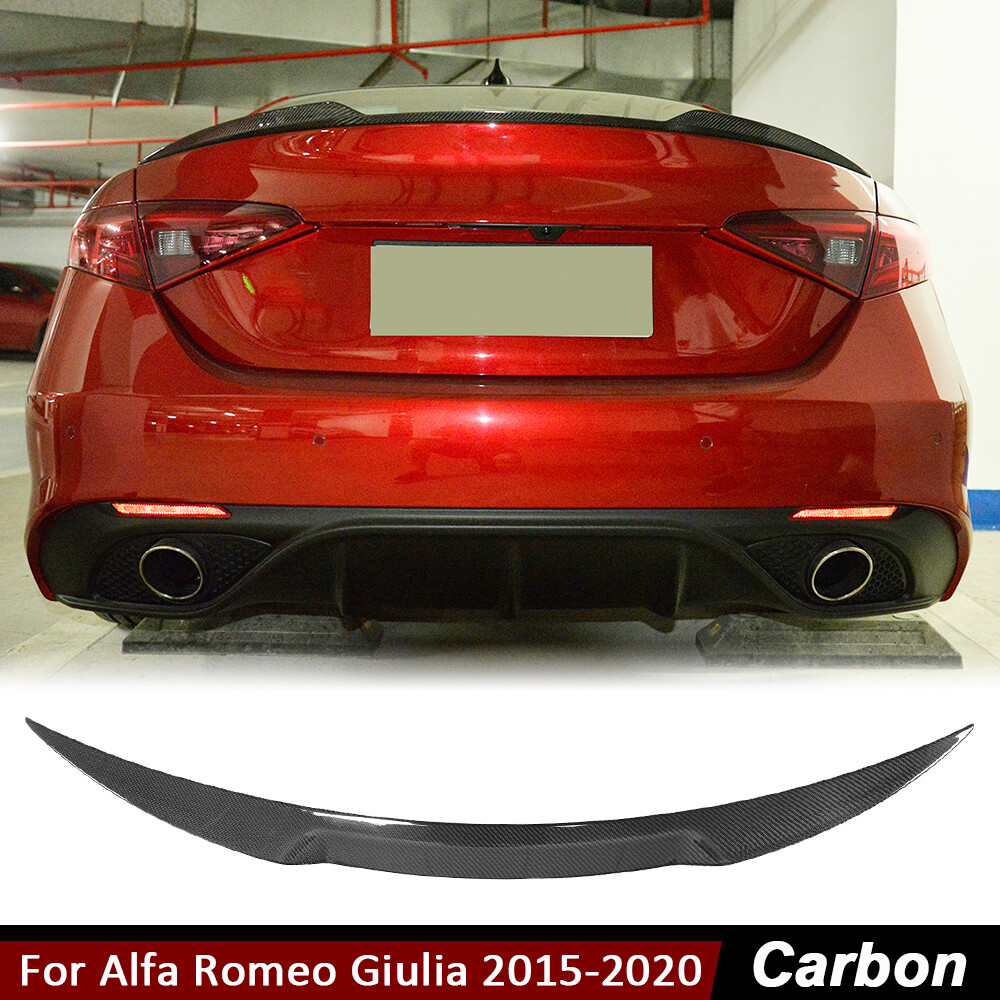 For Alfa Romeo Giulia Quadrifoglio 15UP Carbon Fiber Rear Trunk Spoiler Wing Lip