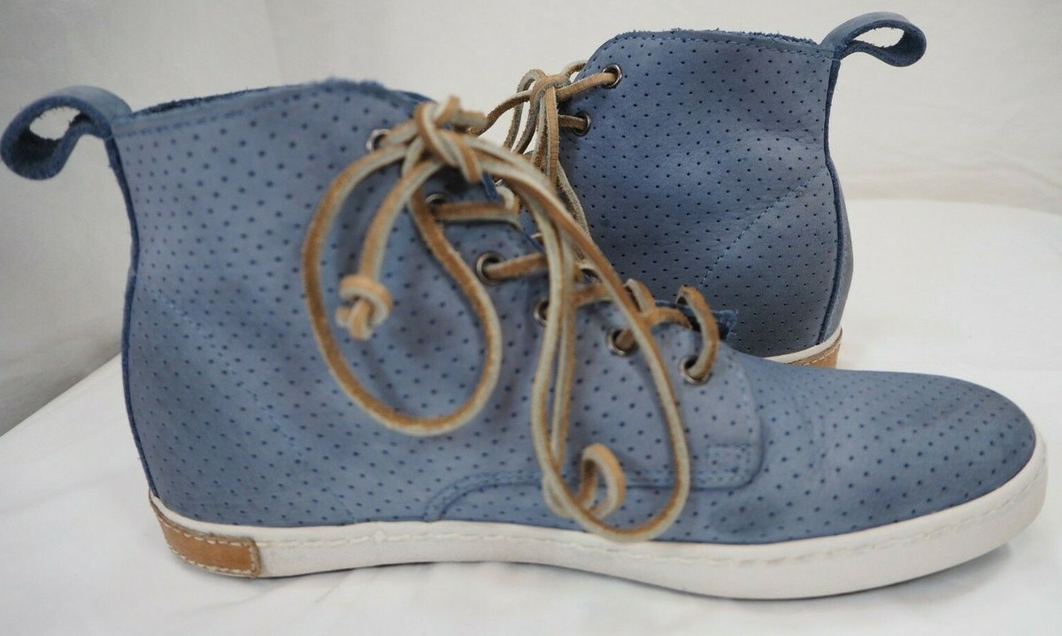 Blackstone Mens Perforated Leather Sneakers Sky Blue Lace Up  display picture 3