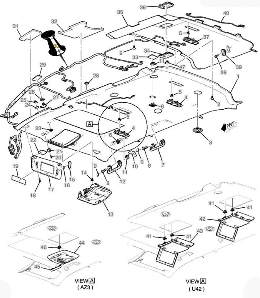 Console de teto chicote de fios GM de fábrica Ass. Chevrolet Suburban 23235822 2015-2016 - Imagem 3 de 3