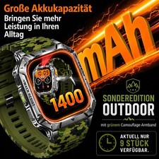 HD Outdoor stabilste Smartwatch Herren 1400mAh Akku Wifi Android IOS Fitness Uhr
