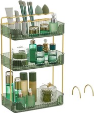 SONGMICS Makeup Organizer, 3-Tier Skincare Organizer Countertop, Customizable, 2