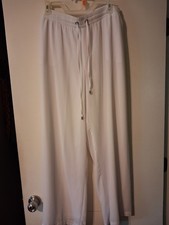 White Sheath Summer Pants From JM Collection Beach Or Dressy Lightly Lined Large