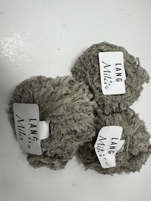 Lang Yarns Mila Eyelash Yarn 3 Skeins Taupe Gray 50g/165m Cotton Acrylic Blend
