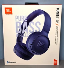 JBL Tune 510BT Wireless Bluetooth On-Ear Headphones Mic Extra Bass in Blue -NEW