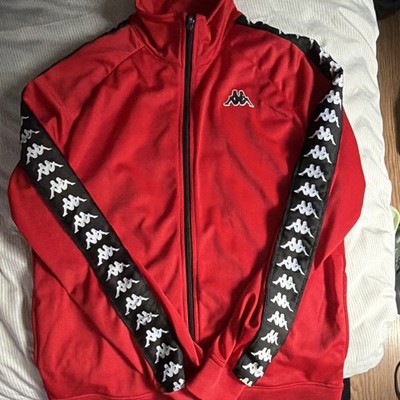 Kappa Men's Track Jacket Navy Blue, Full Zip, Tape Logo, Size L Red