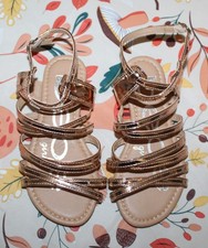 Bebe NEW Girls 11 Rose Gold Flat Strappy Sandals