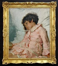 Handmade old master Antique Oil Painting art girl women on canvas 24"X30"