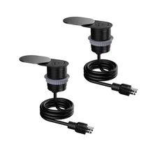Link2Home 2 Pack Space Saver Grommet Socket 1-Power-Outlet USB A/C Port 3.1 A...