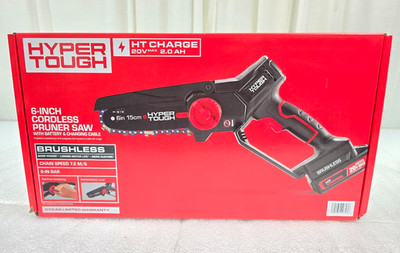 Hyper Tough HT Charge 20 Volt 6'' Pruner Saw Chain Saw Kit Charger & Battery NEW
