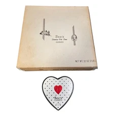 Vintage See's Candies Mauve Velvet Heart Box 2LB M-289 & Heart 4oz Set 1980s