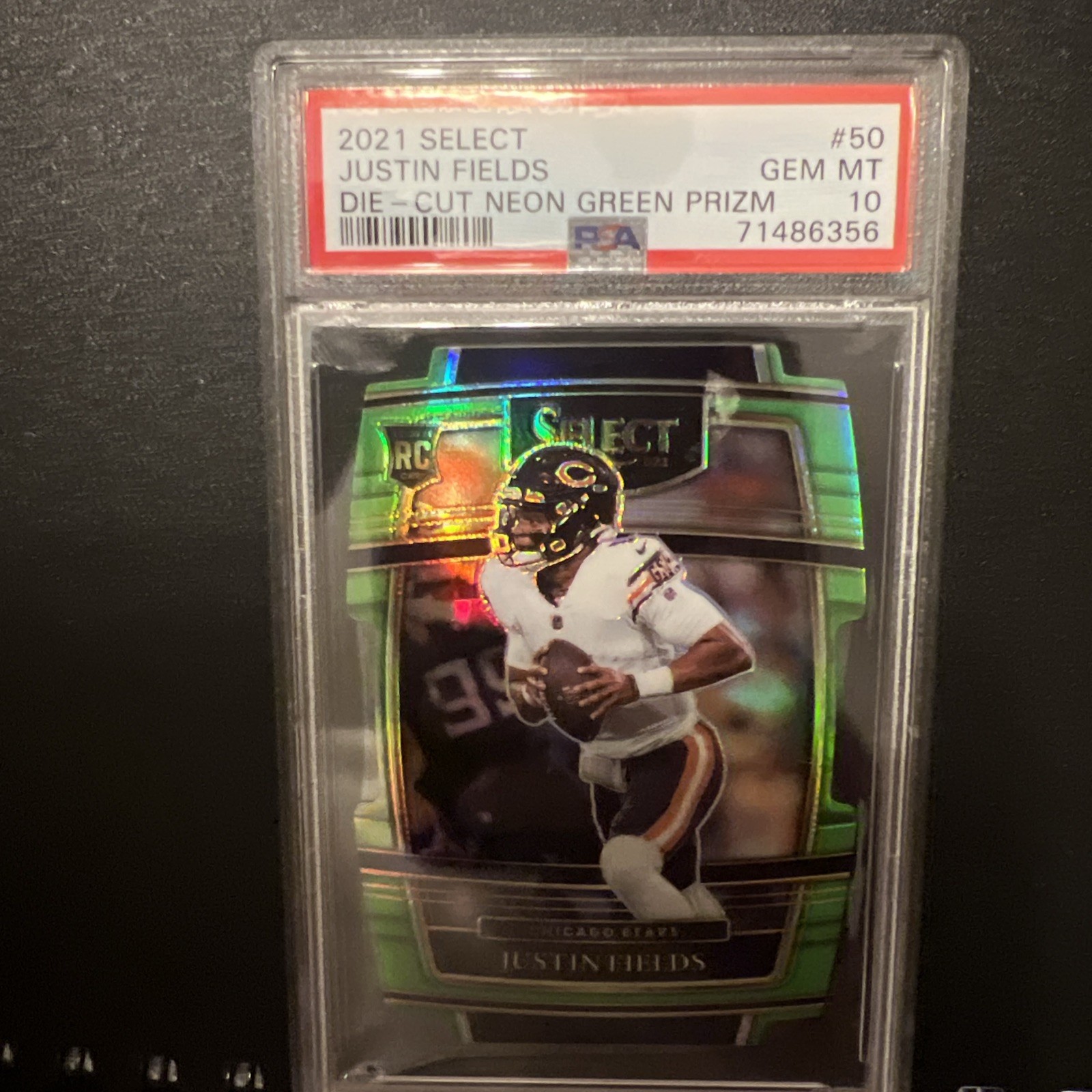 2021 Select-Concourse Justin Fields #50 Neon Green Prizm Die-Cut /349(RC)PSA 10!
