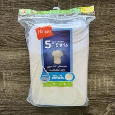 Hanes Boys 5-Pack T Shirts Wicking Cool Comfort Tagless Size Medium 10-12 50/50