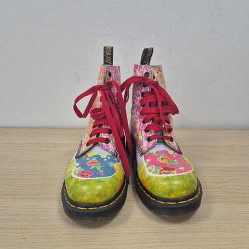 Dr Martens 1460 Daze Psychadelic Cat Floral Print Rare Ankle Boots Uk 5 Eu 38 - Picture 3 of 10