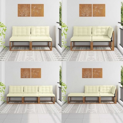 Sectional Sofa Einheiten Massivholz Akazie und Textilene Stoff