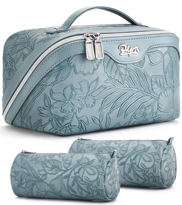 BOYATU Travel Makeup Bags Cosmetic Organizer Bag: 3 Pcs Set Large Capacity Flora