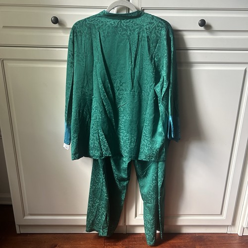 Nwt NATORI Pajamas PJ’S Set Floral Mandarin Collar Top Pants Emerald Green XL - Picture 2 of 21