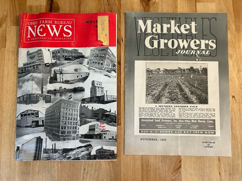 2 VTG 1943 FARMERS MAGAZINES Ohio Farm Bureau News & VEGETABLE MARKET GROWERS