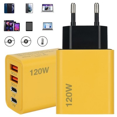 USB C Stecker 120W 4-Port Schnellladegerät 2 PD Port Netzteil Ladekopf für iPad