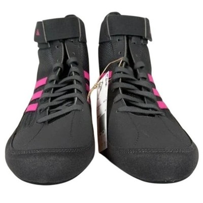Adidas Wrestling Shoes Men Size 11.5 High Top Pink Stripes  display picture 3