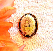 CLASSIC CAMEO BROOCH ARTISTIC RENDITION BLOOMING FLOWERS GARDEN STEM GROW D VL-Z
