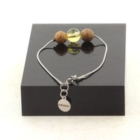 Steine Und Mineralien. Armband Aus Edelstahl 1 Perle Citrin + Holz 8 Mm