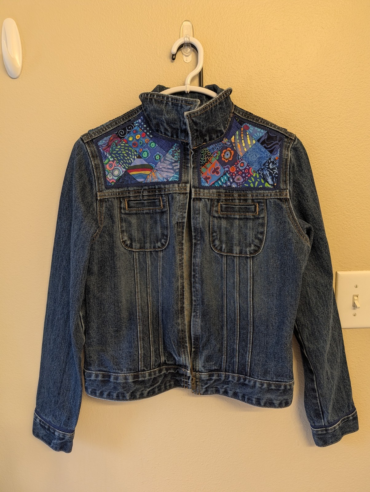 Hand Sewn Patchwork Jean Jacket Size Medium Misse… - image 3