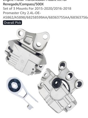 Set of 3 Engine Motor Transmission Mounts for 2015-2020 Jeep Renegade, Compass,