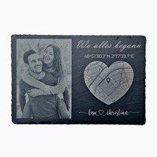 Schieferplatte Pärchen 40x30cm Kennenlernort Geschenk personalisiert Liebe