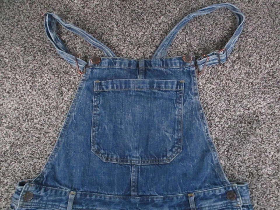 Macacão Aeropostale Feminino XL Azul Denim Babador Alças Ajustáveis Desgastadas 35x28 - Imagem 2 de 4