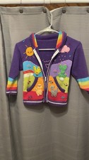 Handmade Peruvian Sweater Girls 6-7 Purple Animal Patchwork Knit Cottagecore