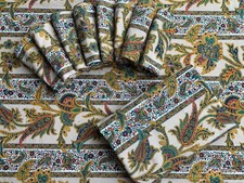 2 NAPPES + 8 SERVIETTES EN COTON Vintage Romanex de Boussac motif provençal