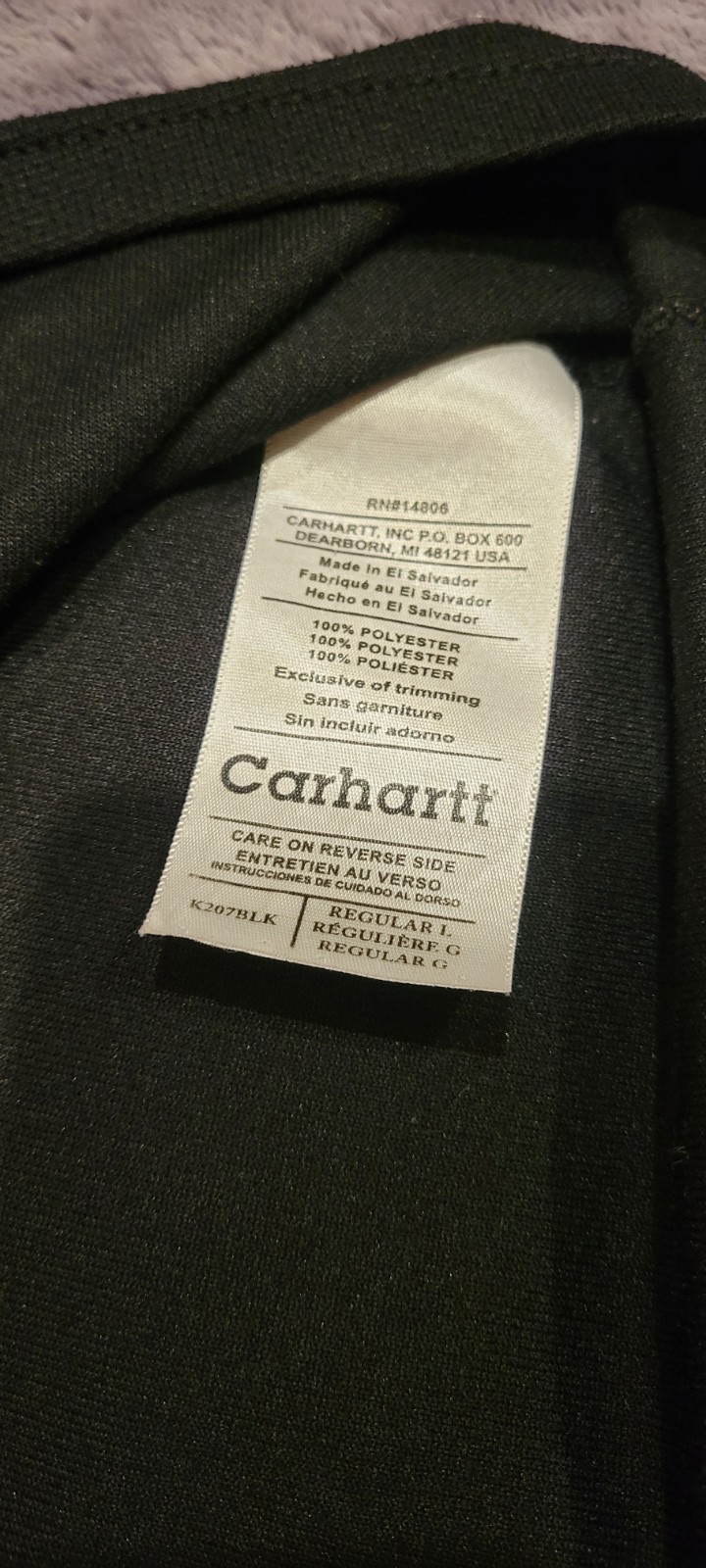 Carhartt Force Performance T-Shirt Men's Large Black Workwear Polyester Tee thumbnail 7