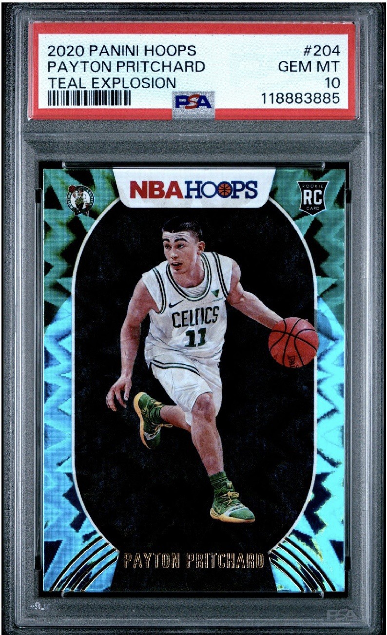 2020-21 Panini NBA Hoops Teal Explosion Payton Pritchard 204  RC PSA 10 GEM MINT