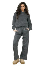 Womens Acid Wash Oversized Hoodie & Wide Leg Joggers Tracksuit with Cross Detail