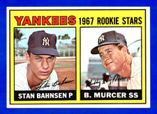 1967 TOPPS #93 BOBBY MURCER YANKEES ROOKIE STARS CARD -- EX MINT+. rookie card picture