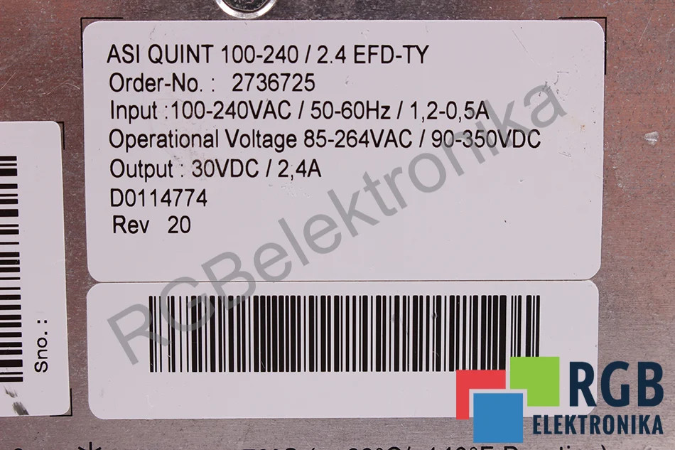 ASI QUINT 100-240/2.4 EFD-TY THYSENKRUPP - Reconditionné - Garantie 24 mois